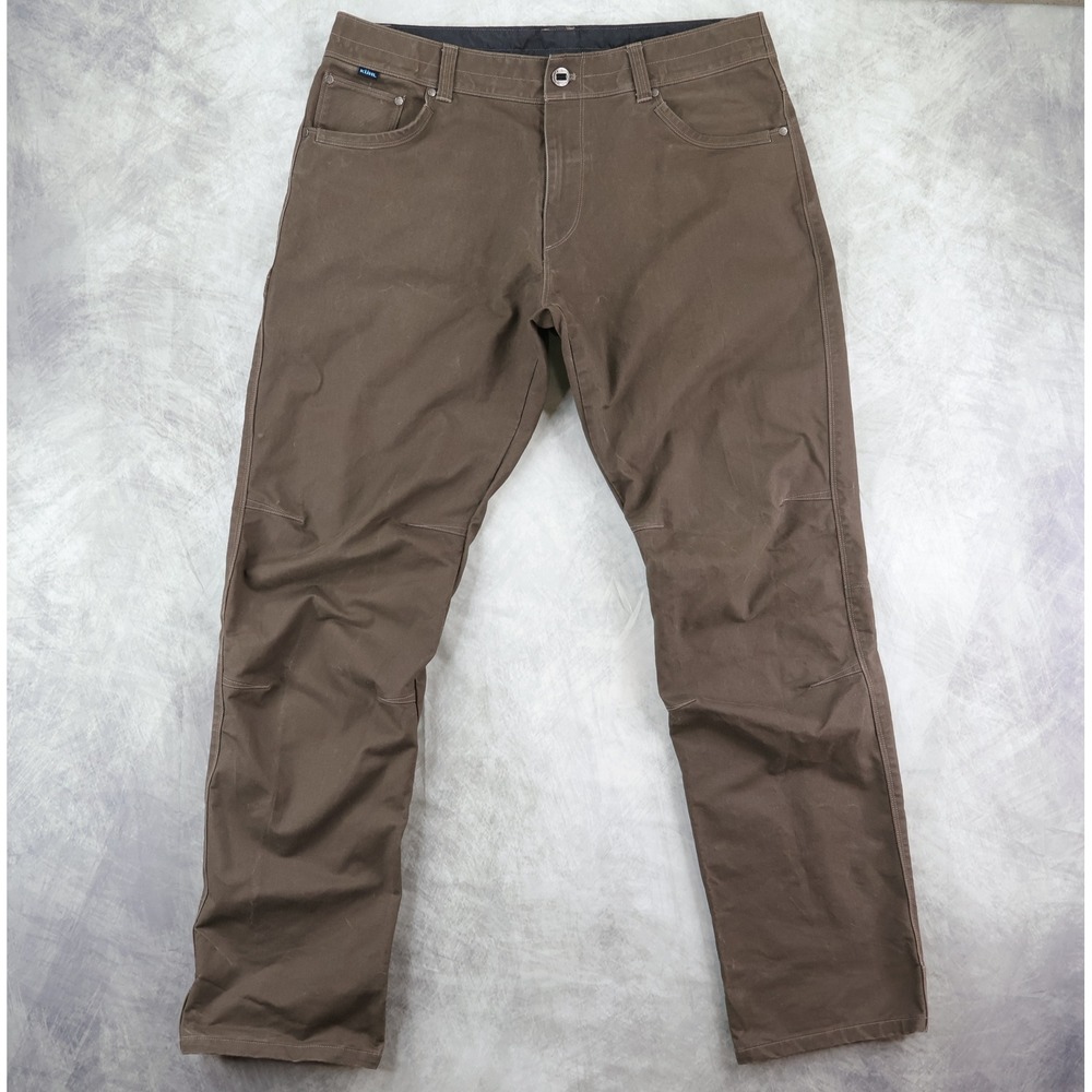 KUHL Rydr Pants Men 36x33 Brown Cotton Blend Articulated Knee Outdoor Hiking